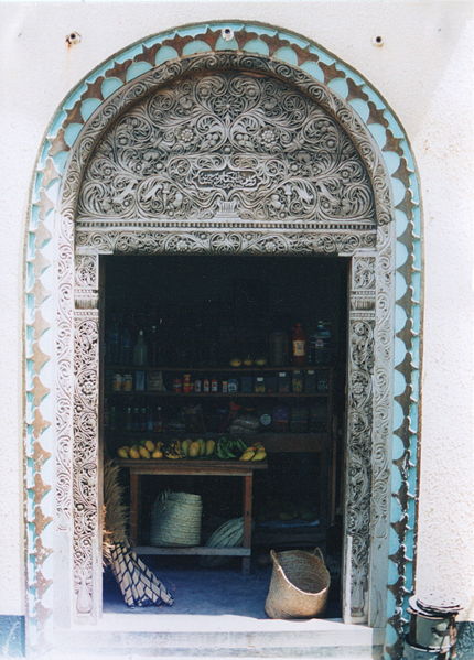 Author: Justin Clements, Wikipedia Commons wooden door at Lamu in Kenya