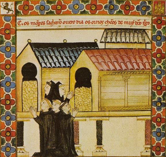 Cantiga de Santa María CLXXXVI - Monjes rezan ante hórreos llenos de grano (siglo XIII)
