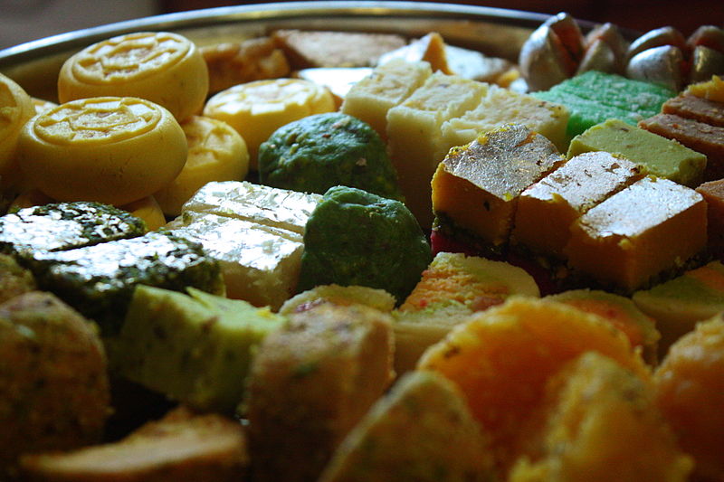 Author: robertsharp via Wikipedia Commons Diwali sweets (mithai)
